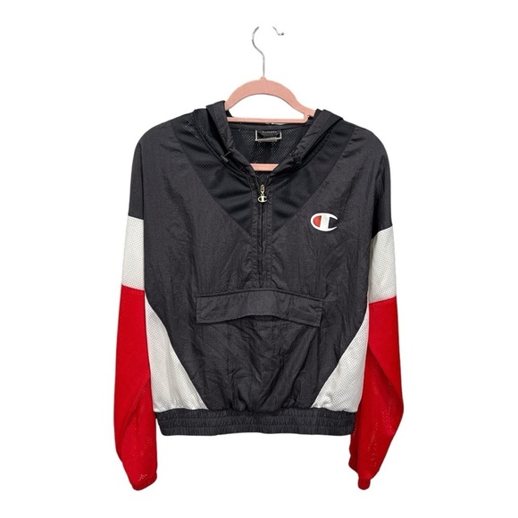 Champion Y2K Colourblock Hooded 3/4 Zip Sports Jacket Medium - Picture 6 of 8